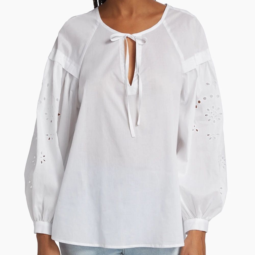 RAILS Dari Eyelet Drop Shoulder Long Sleeve Top